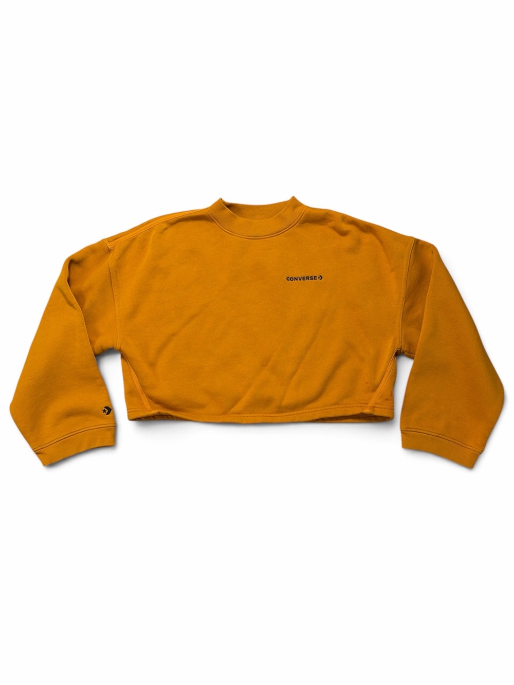 Converse Women’s Medium Mustard Yellow Cropped Mock-Neck Sweatshirt